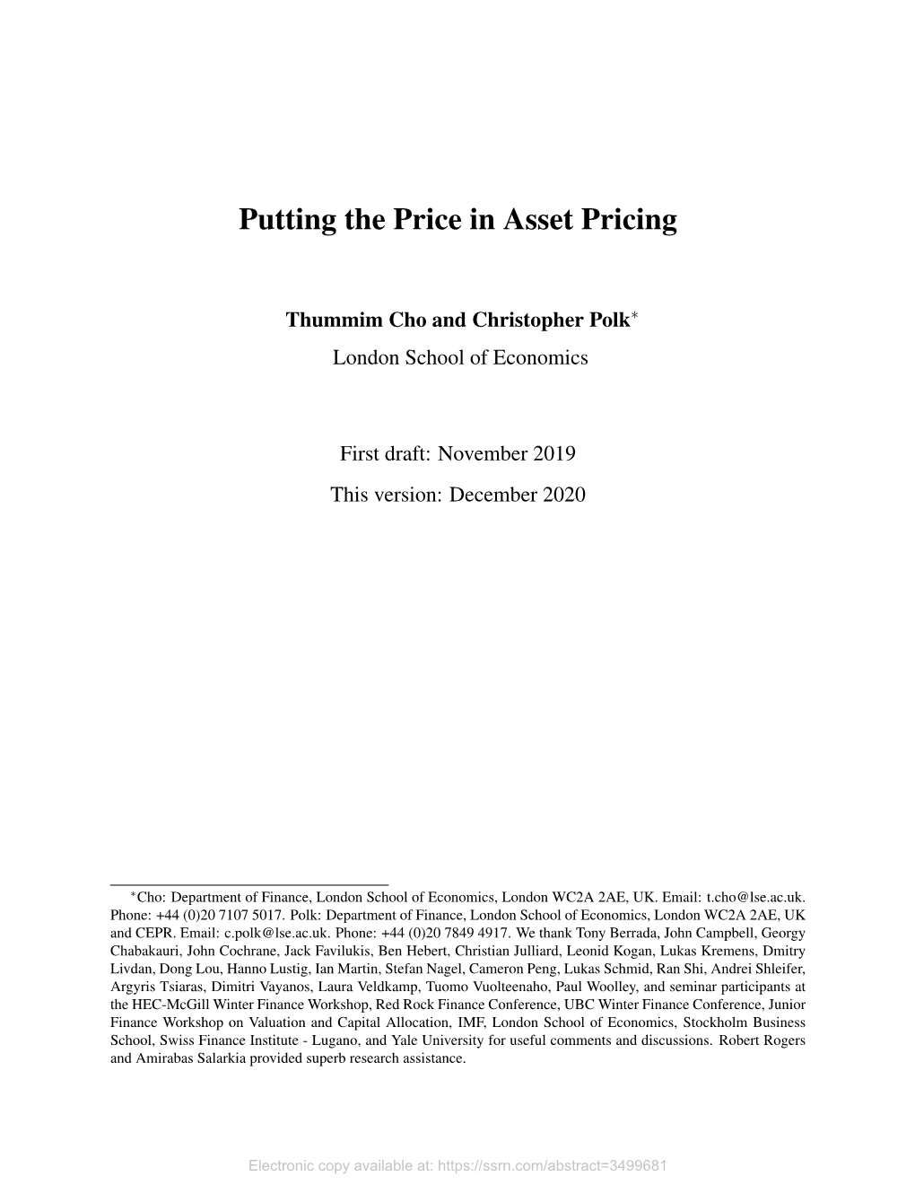 Putting the Price in Asset Pricing