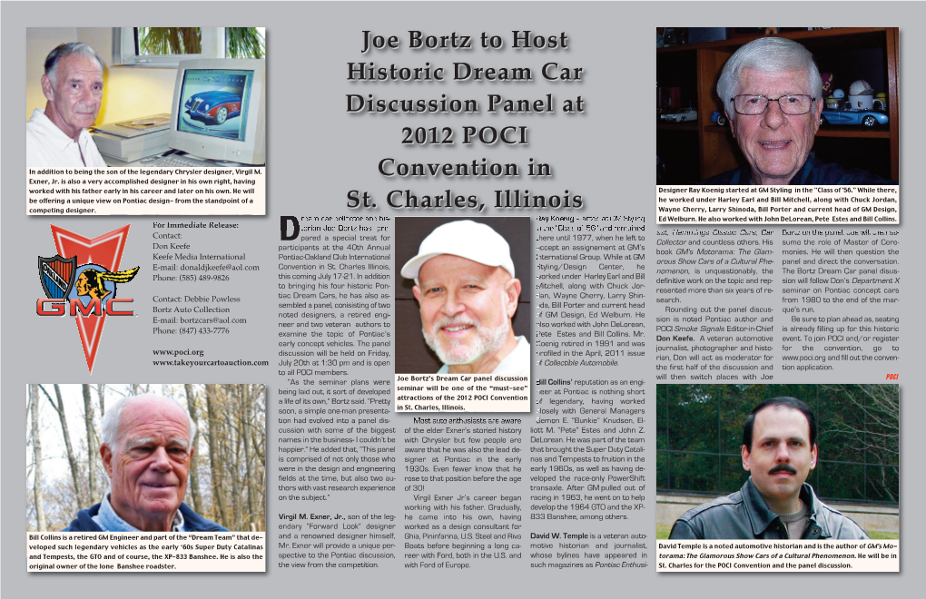 Joe Bortz to Host Historic Dream Car Discussion Panel at 2012 POCI