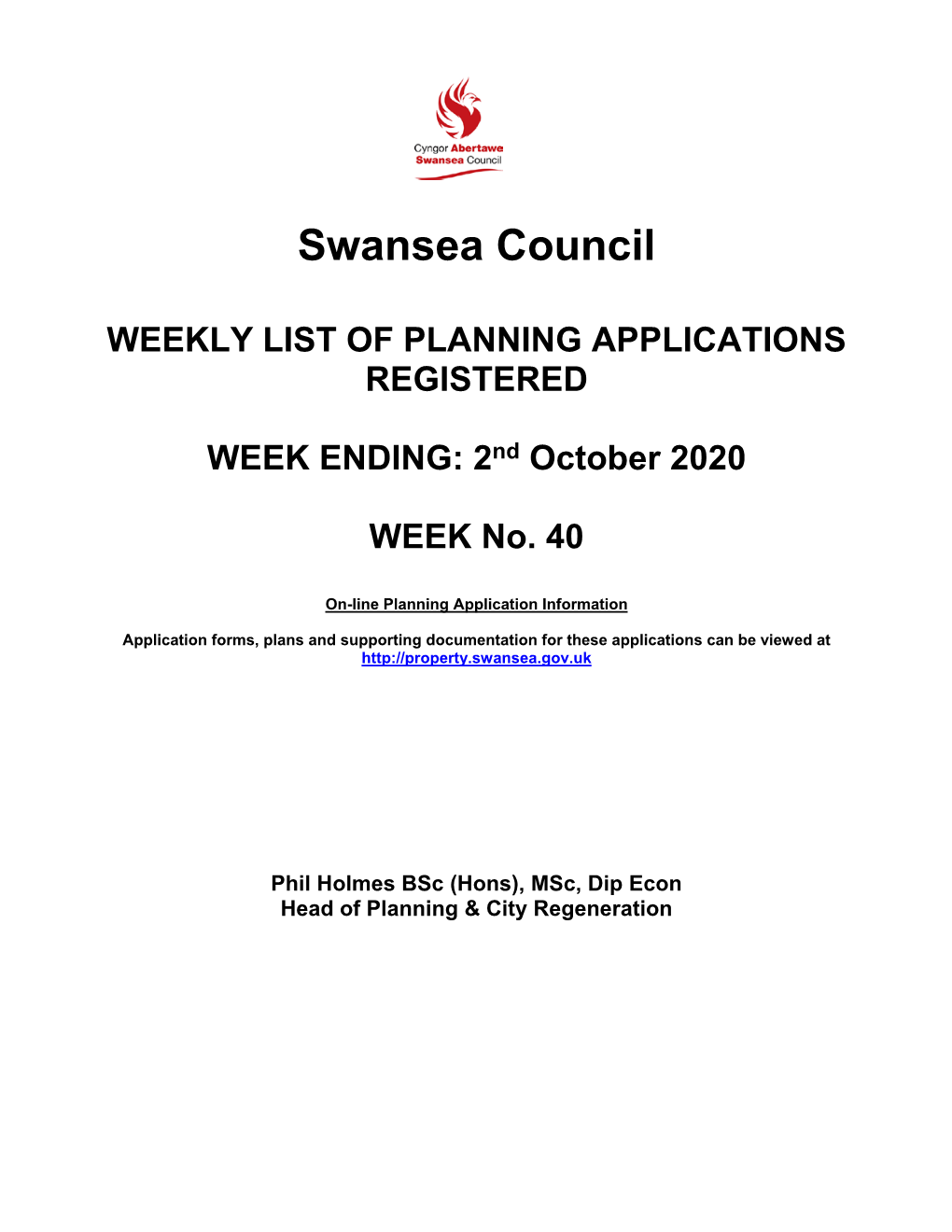Applications for Week Ending 2 October 2020