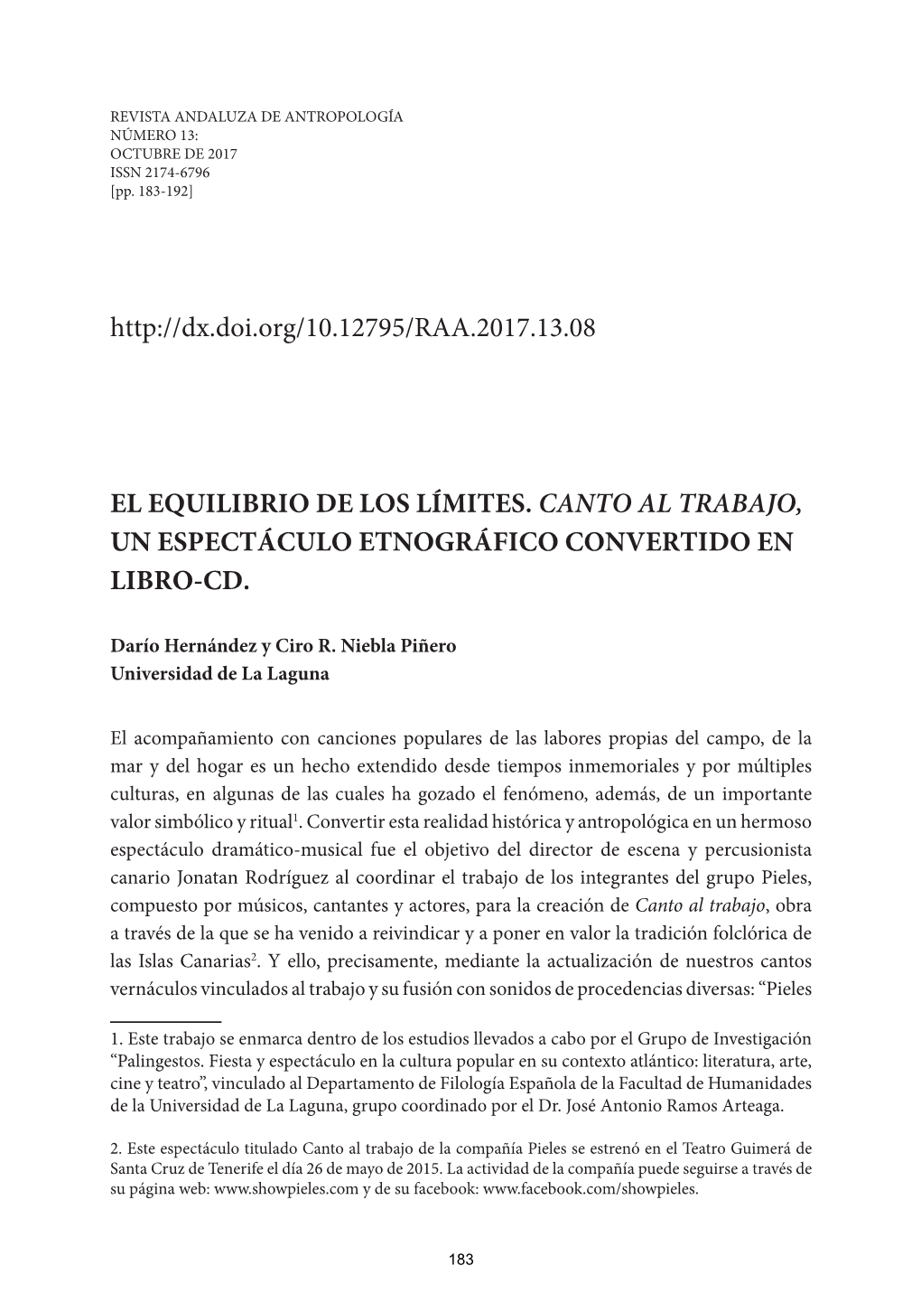 El Equilibrio De Los Límites. Canto Al Trabajo, Un Espectáculo Etnográfico Convertido En Libro-Cd