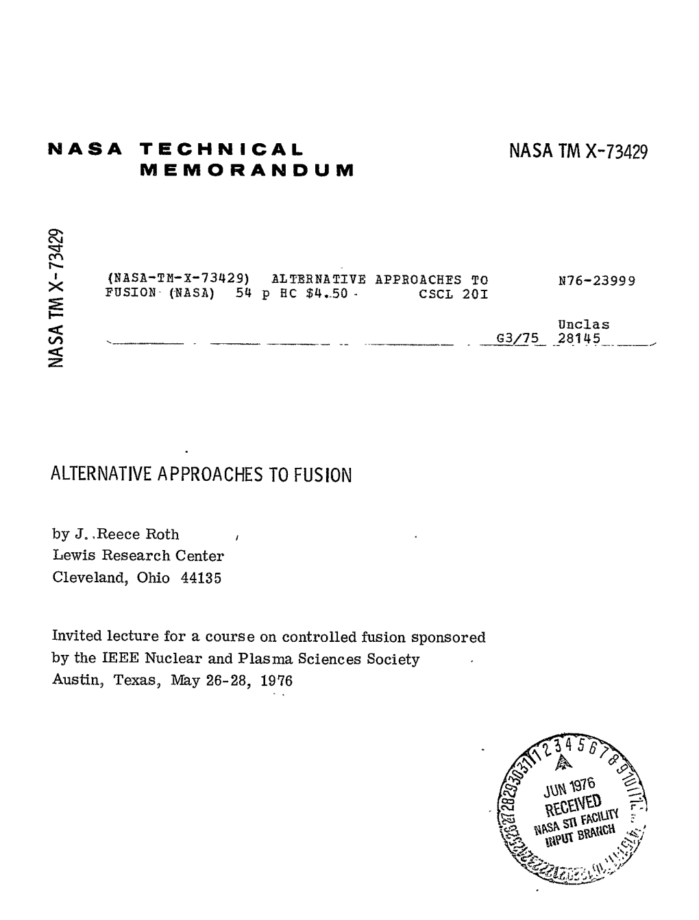 Nasa Tm X-73429 G