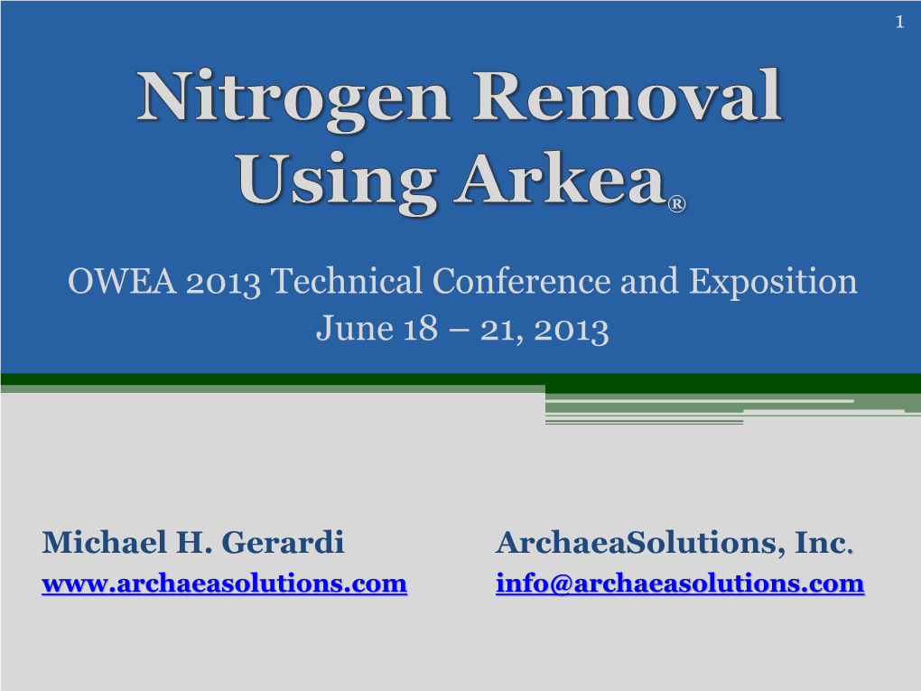 Nitrogen Removal Using Arkea®