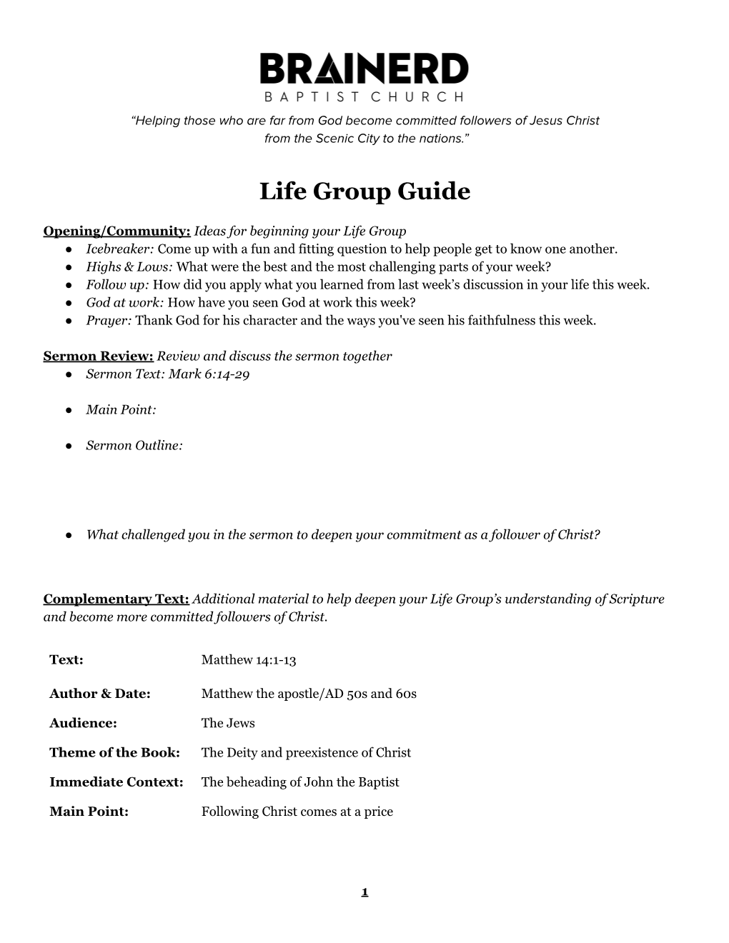 Life Group Guide