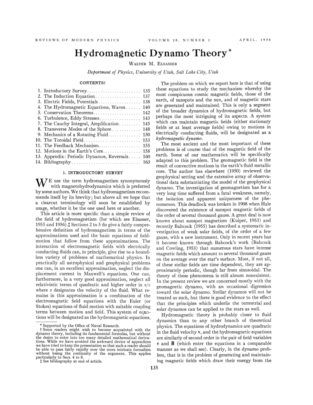 Hydromagnetic Dynamo Theory Appears Closed Loops Shown in Fig