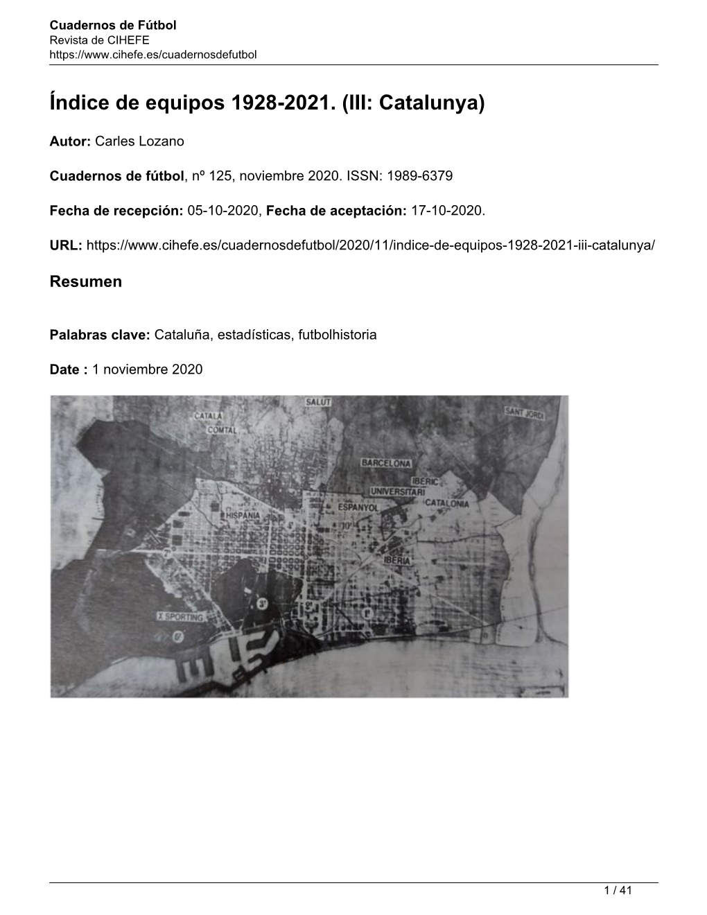 Índice De Equipos 1928-2021. (III: Catalunya)