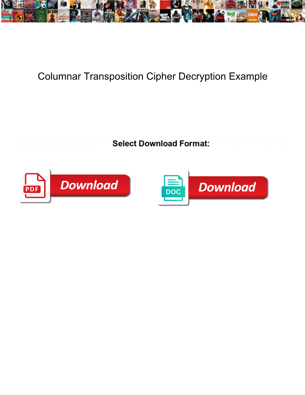Columnar Transposition Cipher Decryption Example