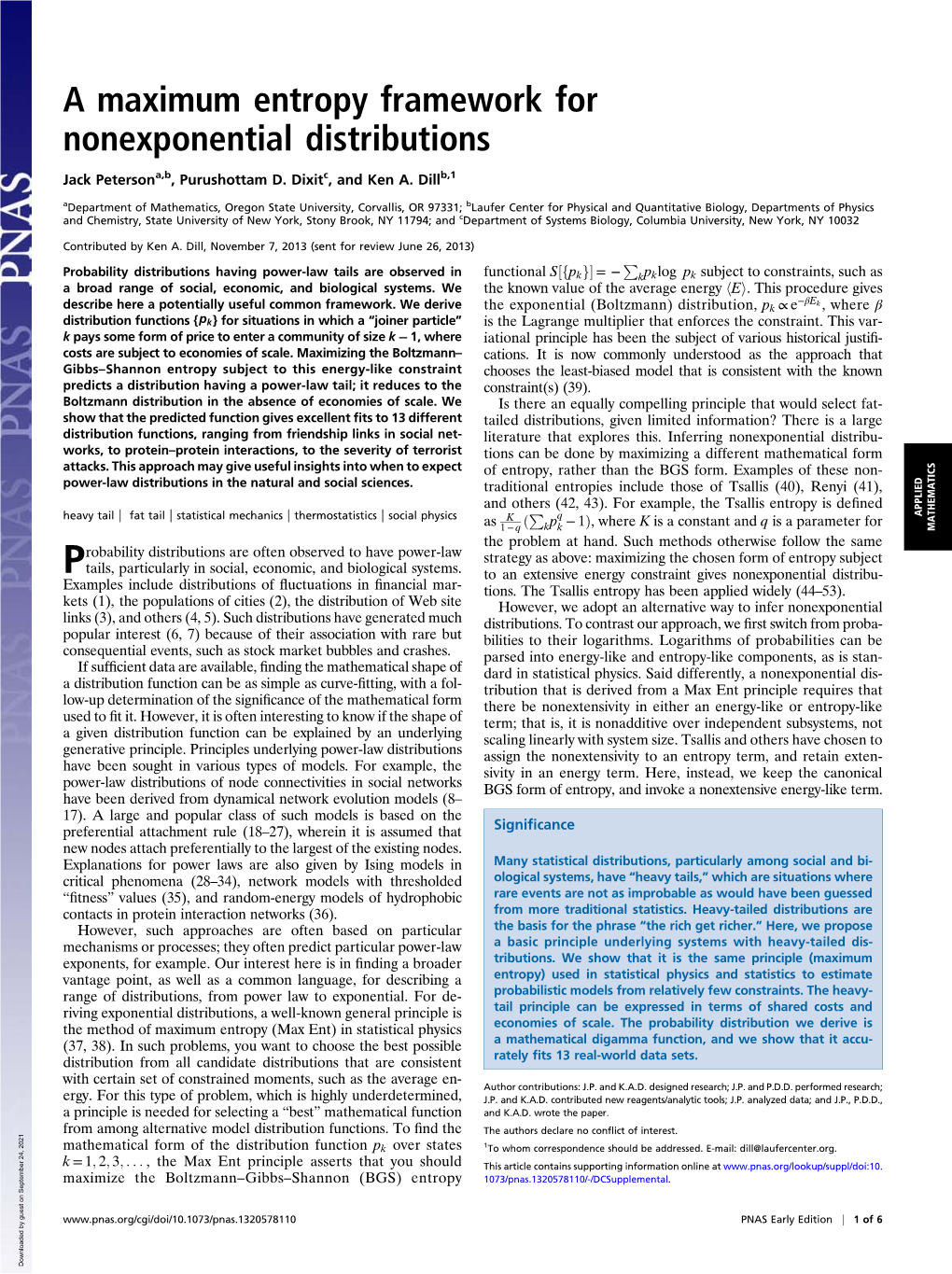 A Maximum Entropy Framework for Nonexponential Distributions