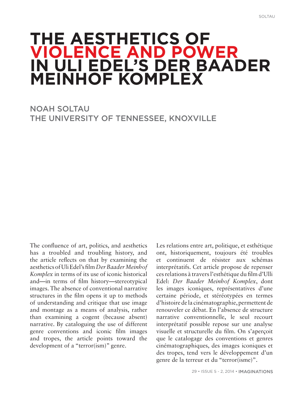 The Aesthetics of Violence and Power in Uli Edel's Der Baader Meinhof Komplex