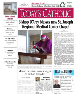 Bishop D'arcy Blesses New St. Joseph Regional Medical Center Chapel