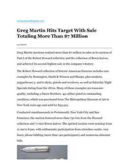 Greg Martin Hits Target with Sale Totaling More Than $7 Million