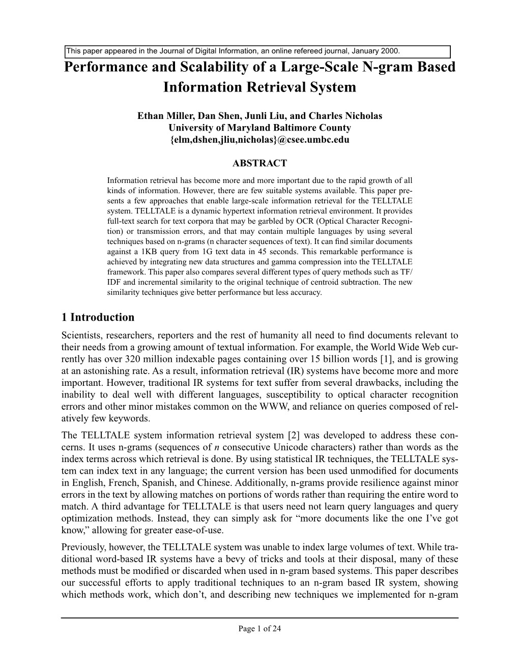 Performance and Scalability of a Large-Scale N-Gram Based Information Retrieval System