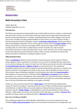 Media Censorship in China - Council on Foreign Relations