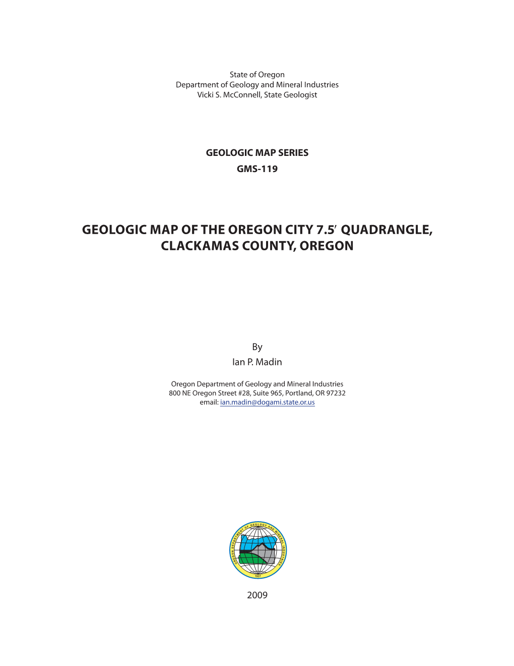 Geologic Map of the Oregon City 7.5′ Quadrangle, Clackamas County, Oregon