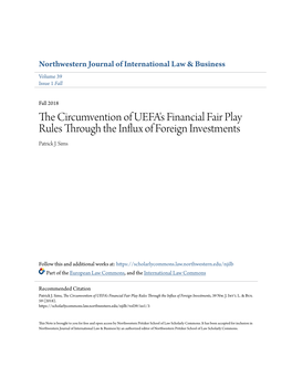 The Circumvention of UEFA's Financial Fair Play Rules Through the Influx of Foreign Investments, 39 Nw