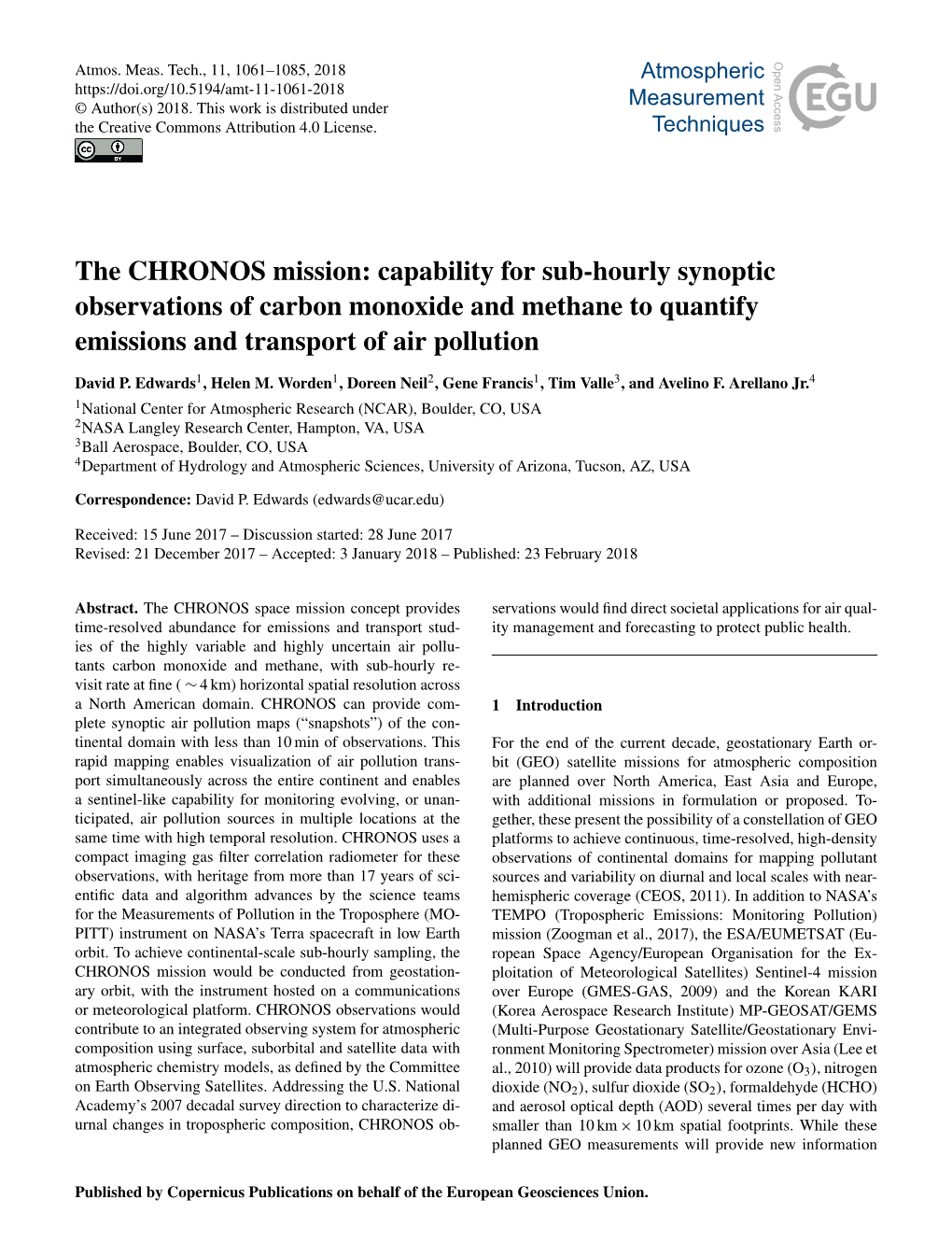 The CHRONOS Mission: Capability for Sub-Hourly Synoptic Observations of Carbon Monoxide and Methane to Quantify Emissions and Transport of Air Pollution