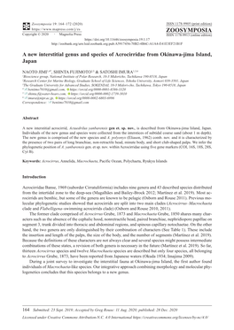 A New Interstitial Genus and Species of Acrocirridae from Okinawa-Jima Island, Japan