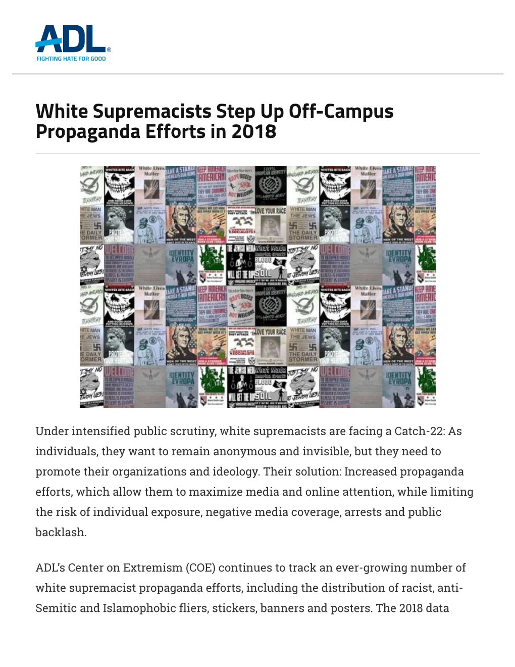 White Supremacists Step up Off-Campus Propaganda Efforts in 2018