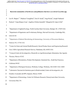 Bacterial Communities of Herbivores and Pollinators That Have Co-Evolved Cucurbita Spp