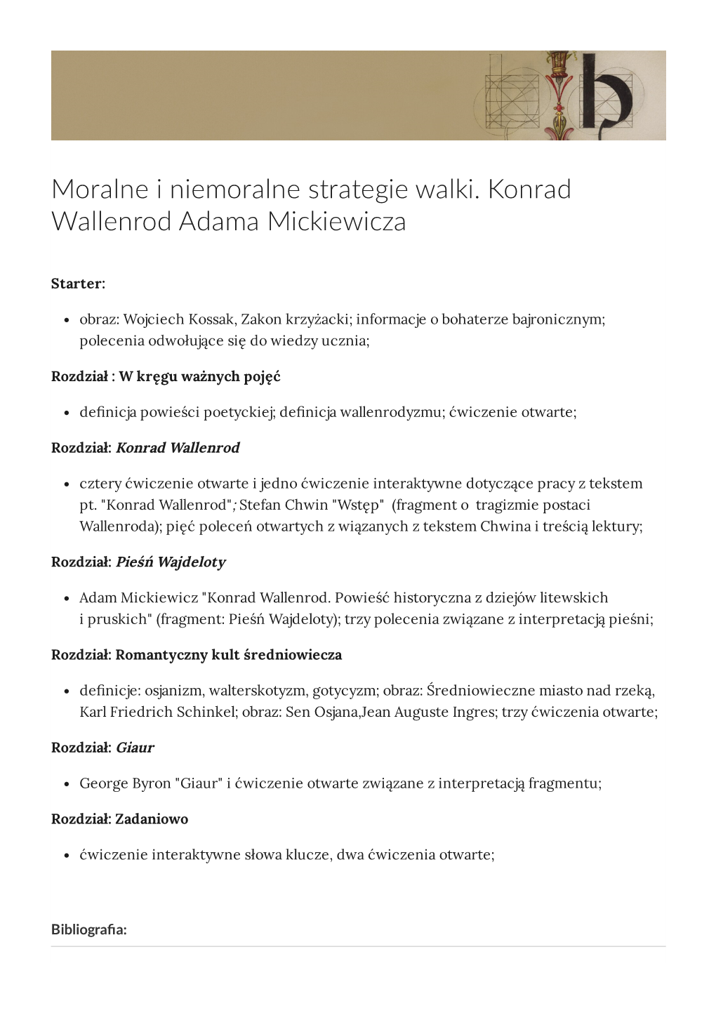 Moralne I Niemoralne Strategie Walki. Konrad Wallenrod Adama Mickiewicza