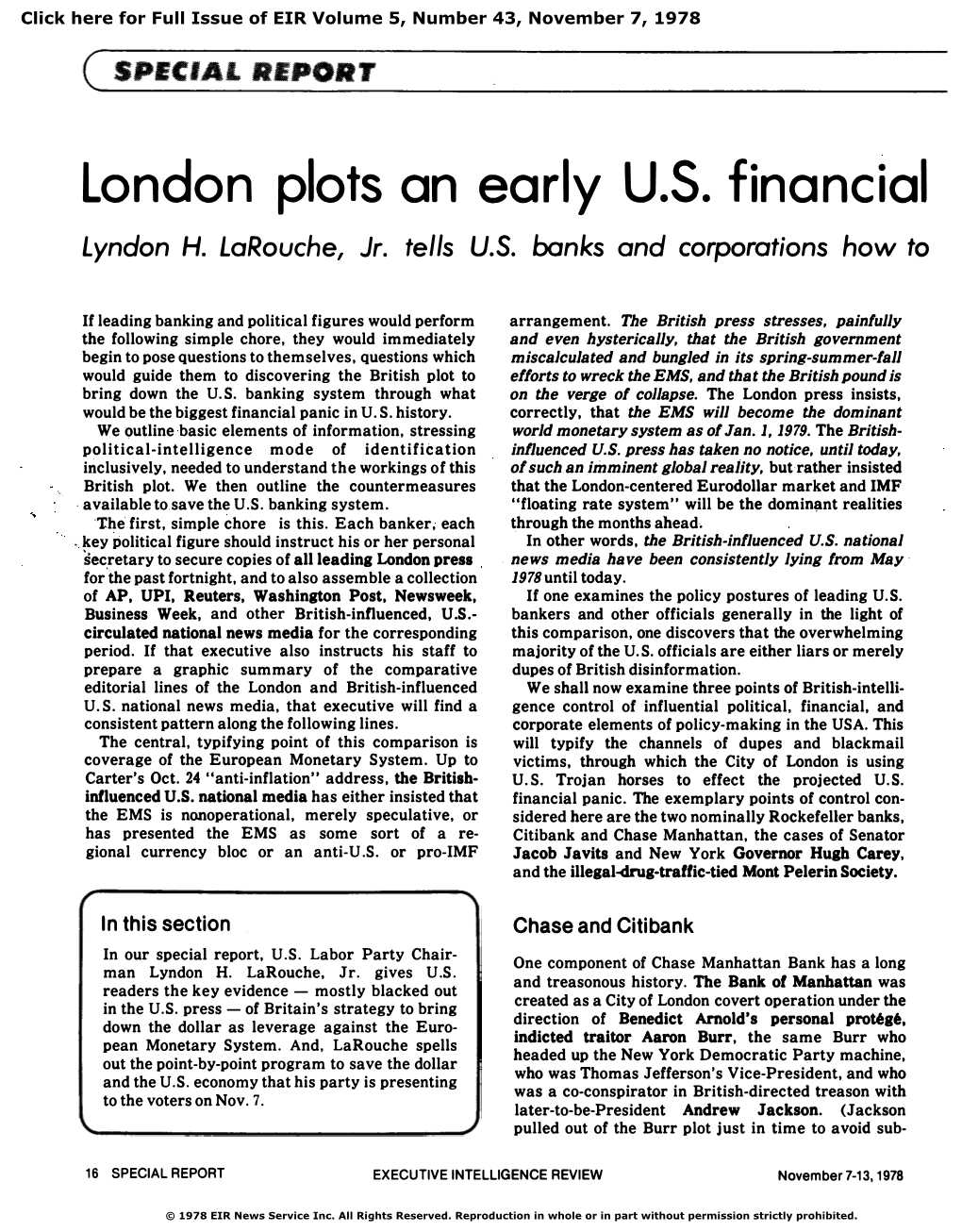 London Plots an Early U.S. Financial Panic