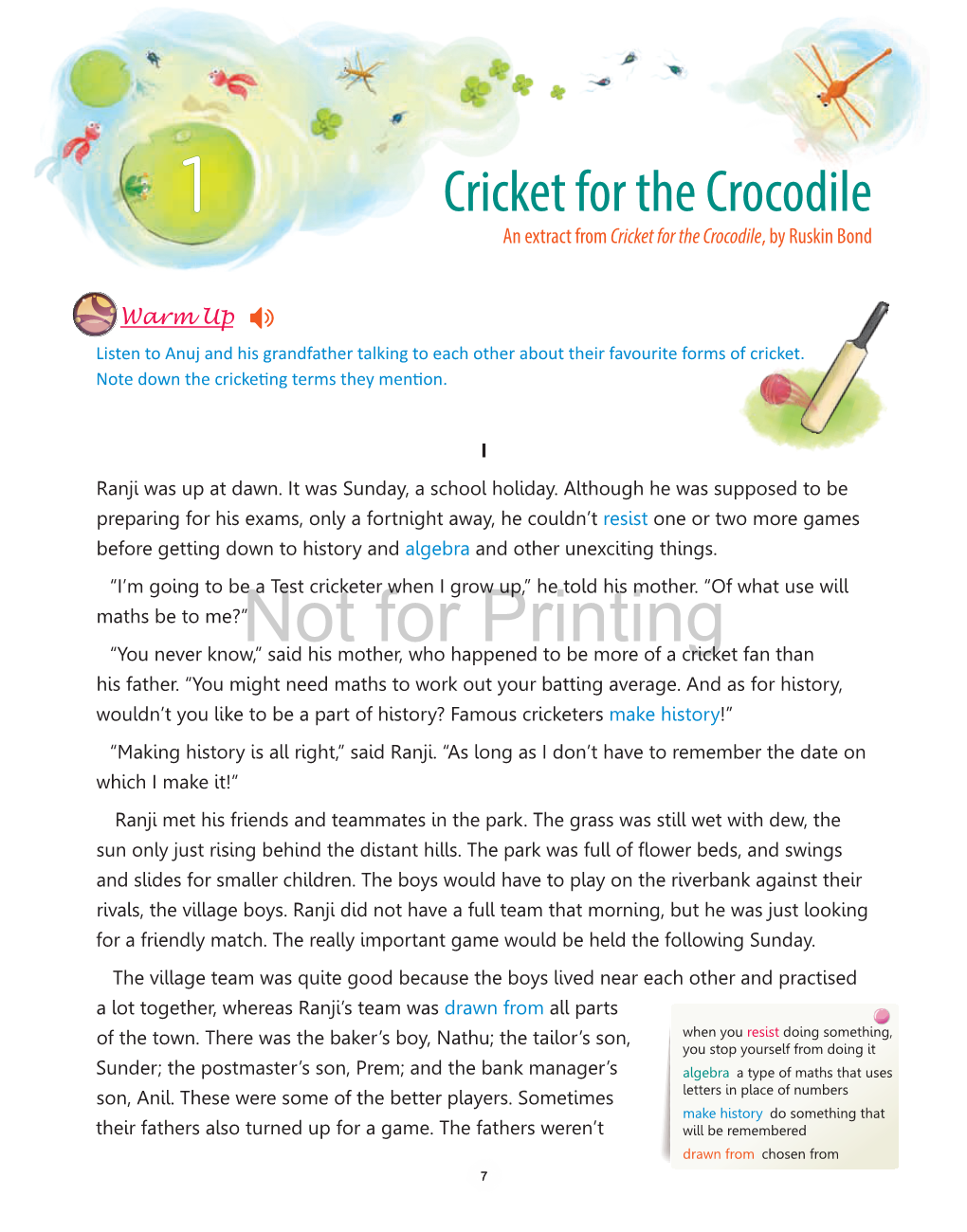 Cricket for the Crocodile an Extract from Cricket for the Crocodile, by Ruskin Bond