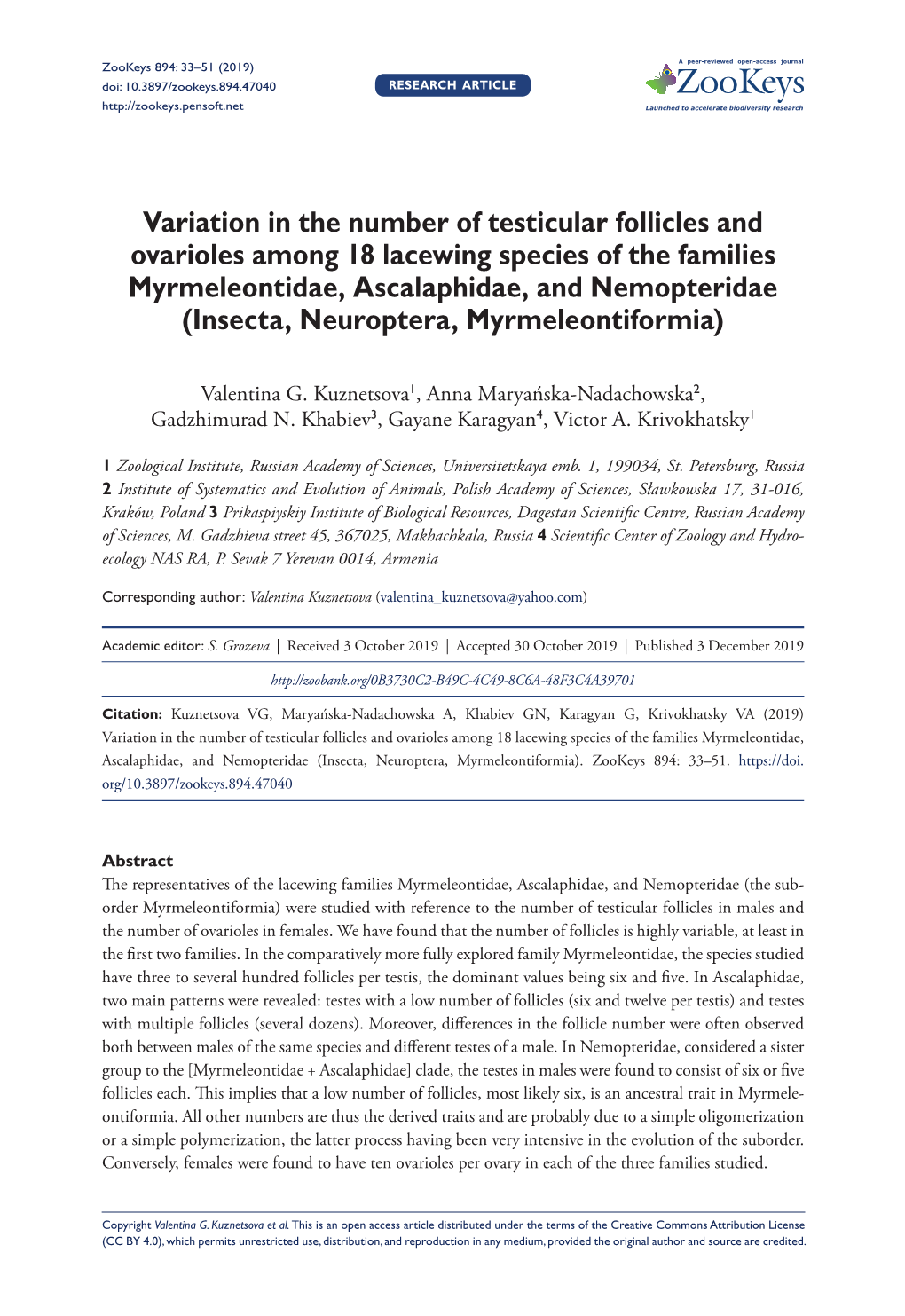 Variation in the Number of Testicular Follicles And