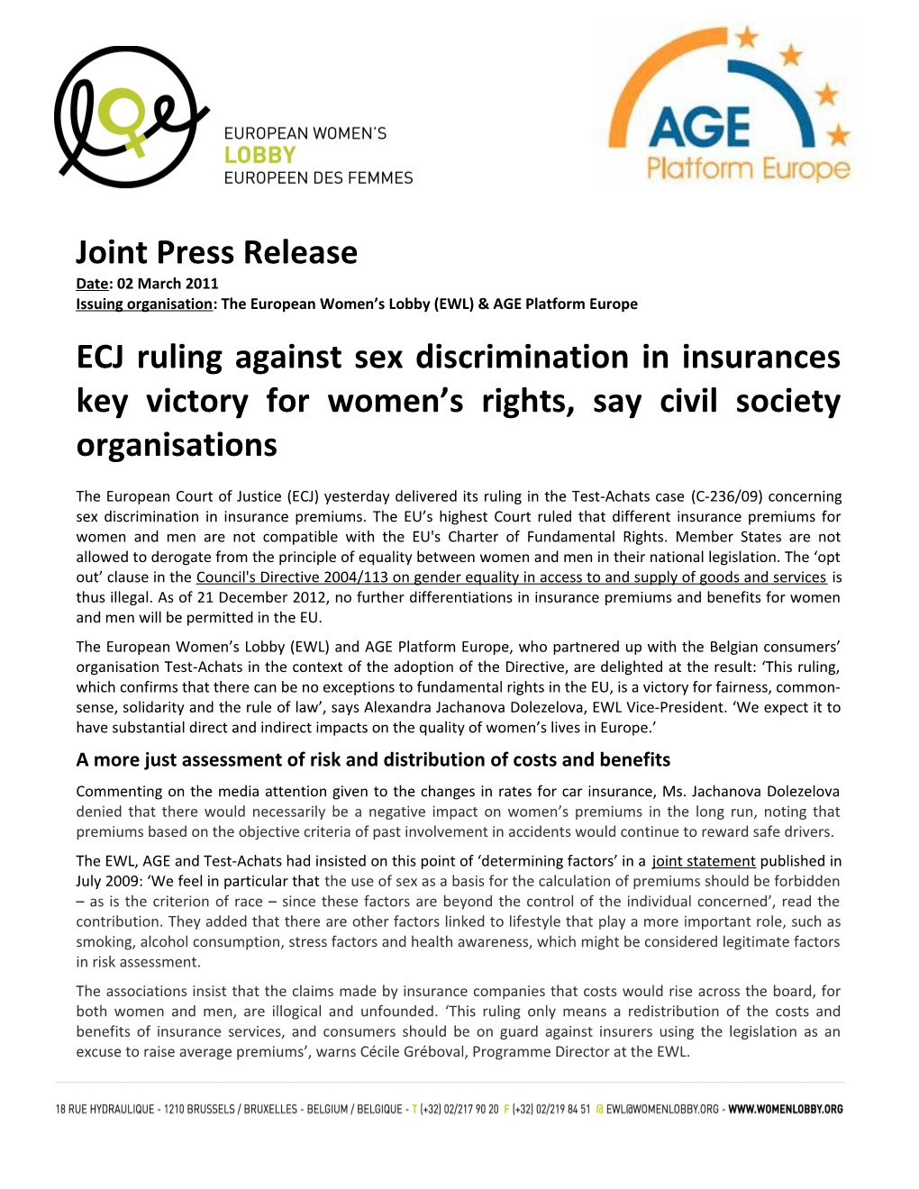 European Women S Lobby Position Paper on Conflict/War and Peace