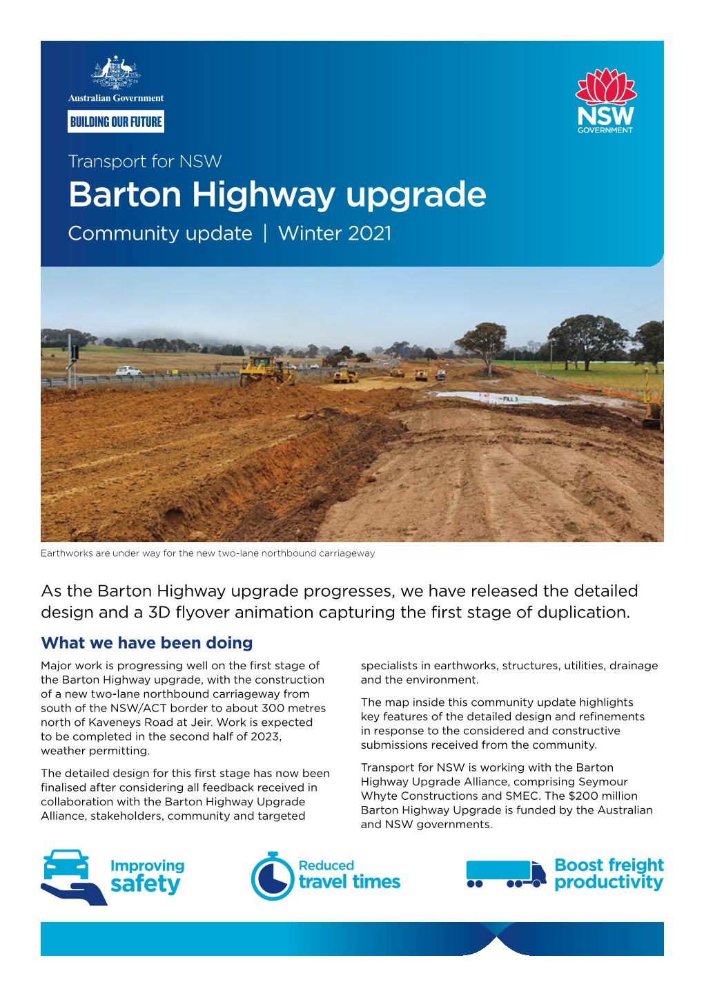 Barton Highway Upgrade Community Update | Winter 2021