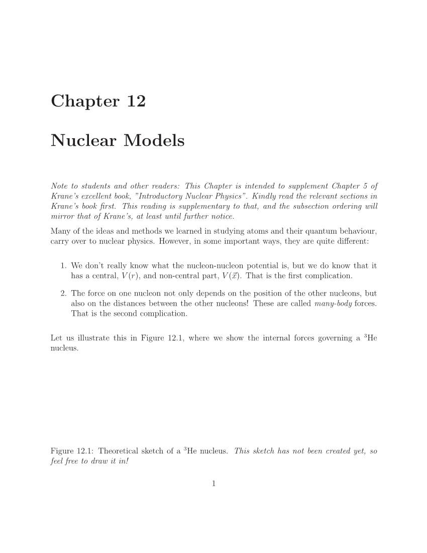Chapter 12 Nuclear Models