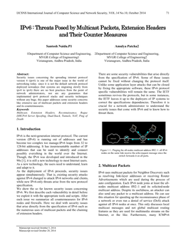 Ipv6 : Threats Posed by Multicast Packets, Extension Headers and Their Counter Measures