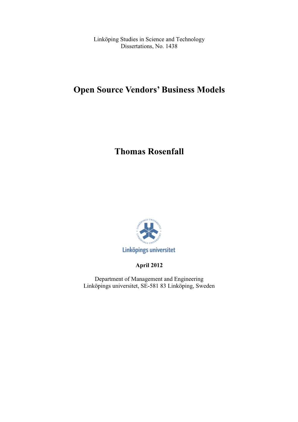 Open Source Vendors' Business Model