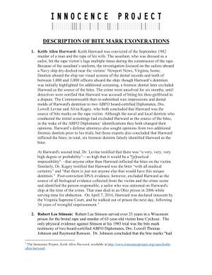 Description of Bite Mark Exonerations