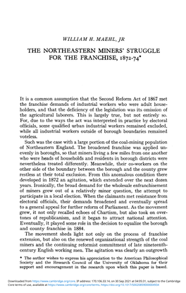 The Northeastern Miners' Struggle for the Franchise, 1872–74