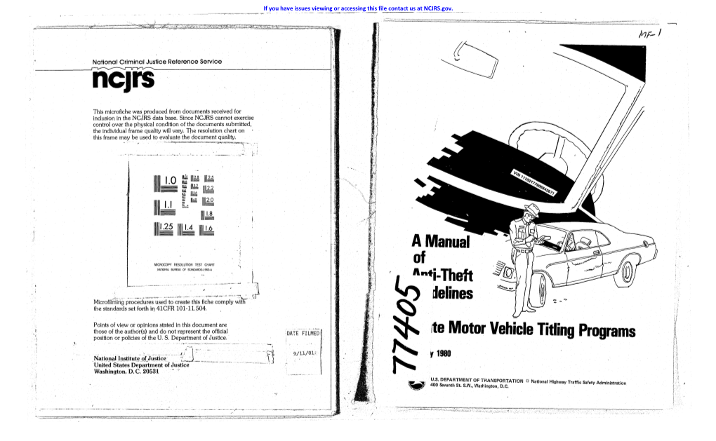 Motor Vehicle Titling Programs V 1980