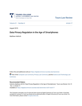 Data Privacy Regulation in the Age of Smartphones