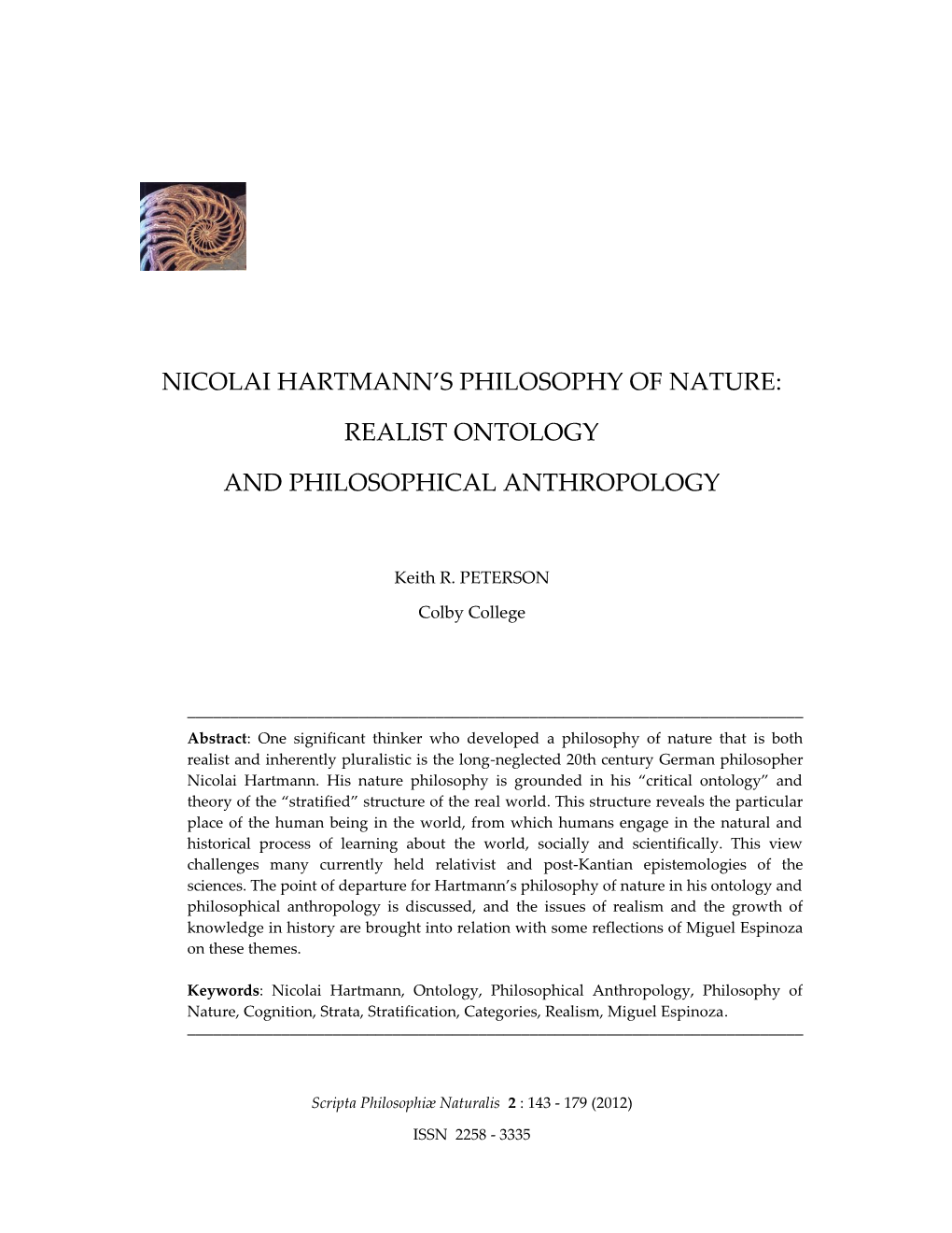 Nicolai Hartmann's Philosophy of Nature