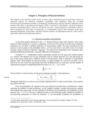 Chapter 2. Principles of Physical Statistics