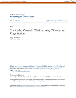 The Added Value of a Chief Learning Officer to an Organization" (2009)