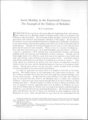 Social Mobility in the Fourteenth Century: the Example of the Chelreys of Berkshire
