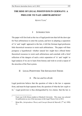 The Rise of Legal Positivism in Germany: a Prelude to Nazi Arbitrariness?