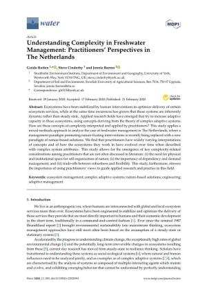Understanding Complexity in Freshwater Management: Practitioners’ Perspectives in the Netherlands