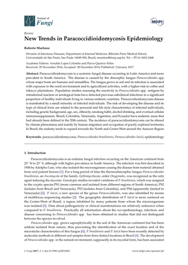 New Trends in Paracoccidioidomycosis Epidemiology