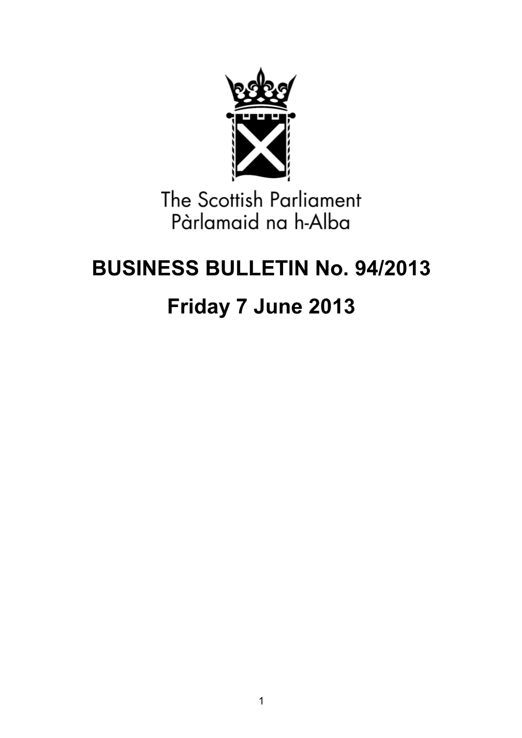 BUSINESS BULLETIN No. 94/2013 Friday 7 June 2013