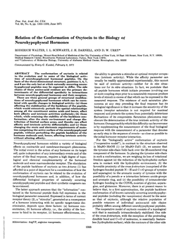 Relation of the Conformation of Oxytocin to the Biology of Neurohypophyseal Hormones
