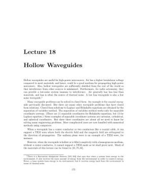 Lecture 18 Hollow Waveguides