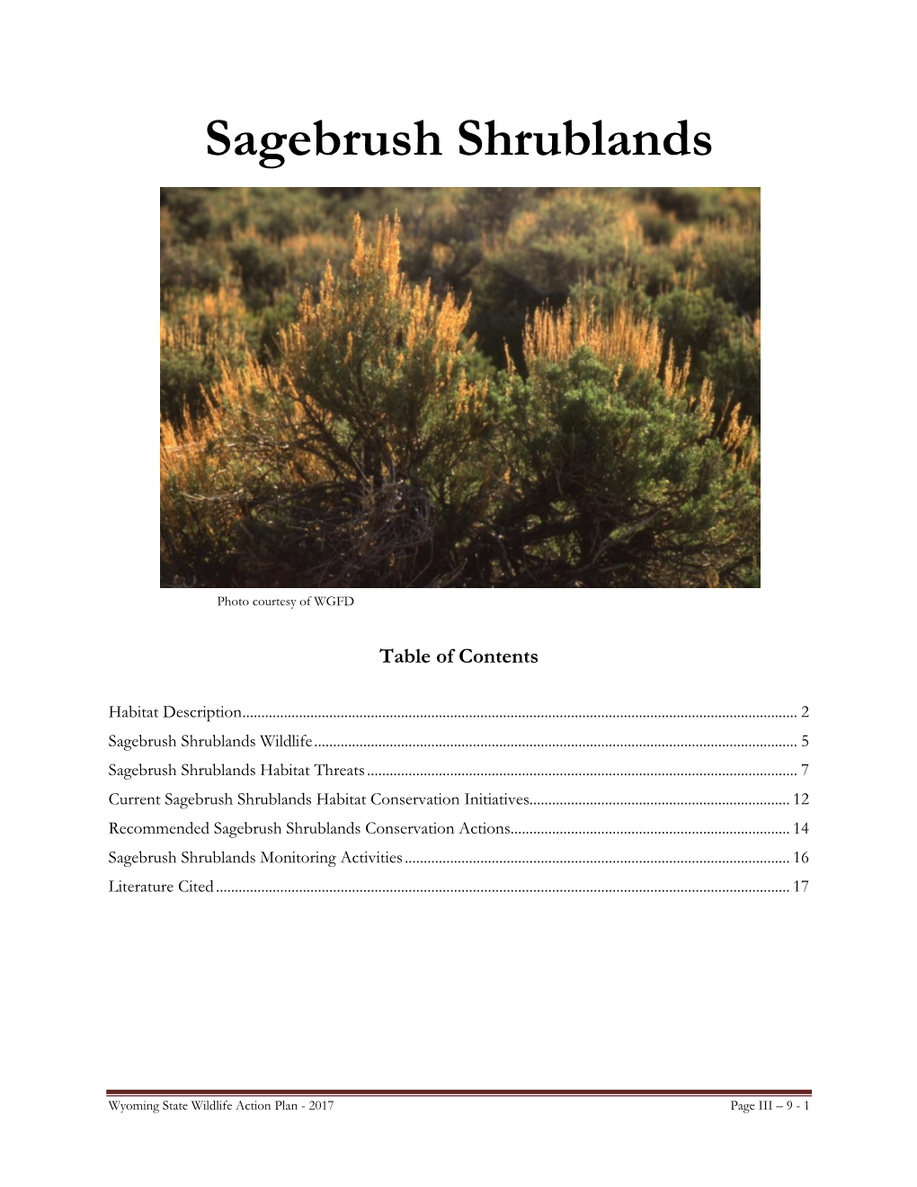 Sagebrush Shrublands