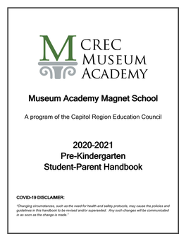 2020–2021 Pre-Kindergarten Student-Parent Handbook