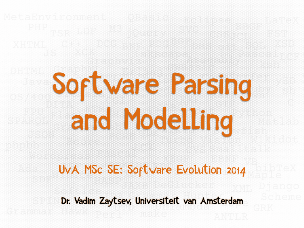 Uva Msc SE: Software Evolution 2014
