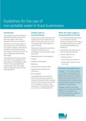 Guidelines for the Use of Non-Potable Water in Food Businesses
