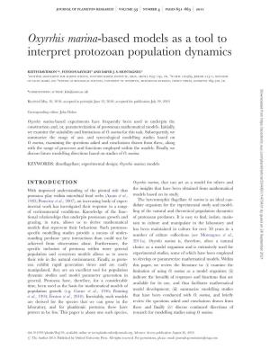 Oxyrrhis Marina-Based Models As a Tool to Interpret Protozoan Population Dynamics